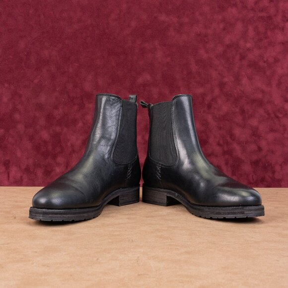 Frye Women Melissa Double Black Leather Lug Sole Chelsea Ankle Boots Size 9 - Picture 2 of 8